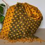 Cashmere Blend Spots Scarf In Mustard Yellow, thumbnail 1 of 5