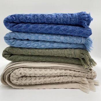 Aegean Waffle Blanket Aegean Blue, 7 of 12