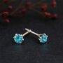Sterling Silver Aquamarine Micro Stud Earrings, thumbnail 1 of 5