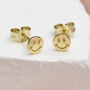 Silver Or Gold Plated Smiley Face Stud Earrings, thumbnail 2 of 6