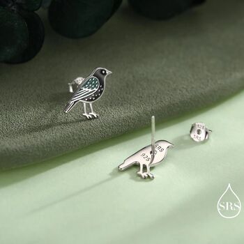 Starling Bird Stud Earrings In Sterling Silver, 5 of 12