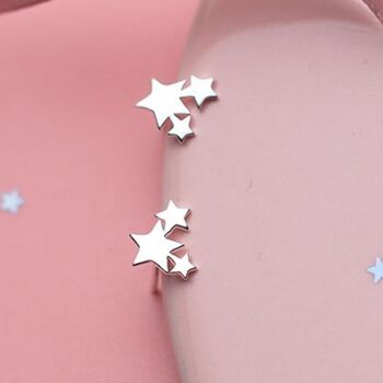 Sterling Silver Three Star Cluster Stud Earrings, 2 of 5