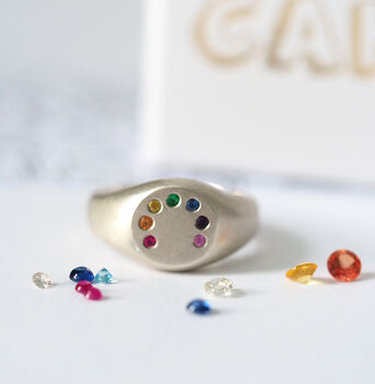 Rainbow Ring Handmade Silver And Gems, 6 of 12