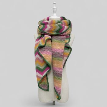 Colourful Chevron Print Wool Blend Scarf, 3 of 6