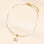 Stainless Steel Starfish Charm Pearl Beaded Anklet In Gold Plating, thumbnail 1 of 3