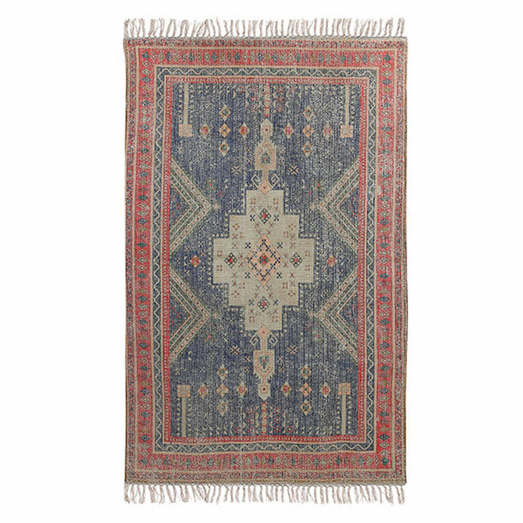 Printed Blue And Red Persian Style Rug By Idyll Home