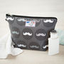 Moustache Monochrome Gift Men's Toiletry Wash Bag, thumbnail 1 of 2