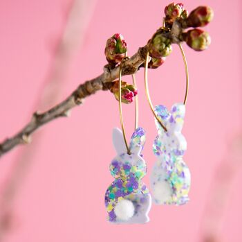 Purple Or Pink Rabbit Earrings, Easter Gift, 4 of 7