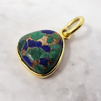 18k Gold Vermeil Plated Azurite And Malachite Necklace, 6 of 8