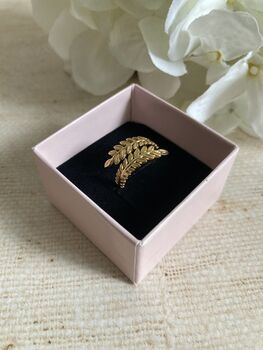 Adjustable 18 K Gold Plated Vine Leaf Ring, 9 of 9