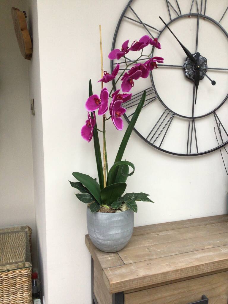 Large Cerise Pink Artificial Silk Orchid Arrangement, 1 of 7