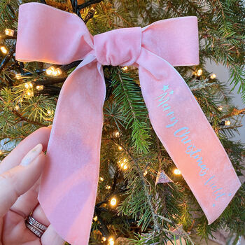 Luxury Personalised Velvet Christmas Tree Bow, 9 of 9