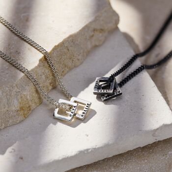 Men's Personalised Mini Open Square Necklace, 5 of 8
