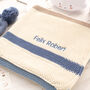 Baby Boys Blue And Cream Ribbon Stripe Blanket, thumbnail 1 of 12