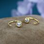 Sterling Silver Crystal Cz Huggie Hoop Earrings, thumbnail 1 of 12