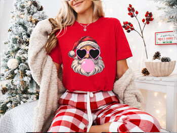 Retro Bubblegum Santa Christmas T Shirt, 6 of 8