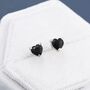 Genuine Black Onyx Crystal Heart Stud Earrings, thumbnail 1 of 8