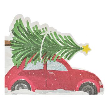 Festive Car Paper Christmas Napkins X 16, 2 of 2