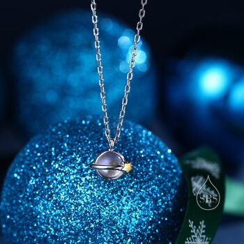 Sterling Silver Tiny Planet Pendant Necklace With Opal Or Moonstone, 4 of 12