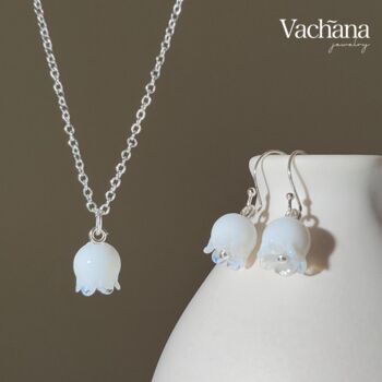 Sterling Silver Simple White Lilly Of The Valley Jewelry Set, 2 of 10