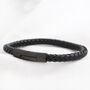 Men's Black Leather Bracelet With Matte Black Clasp, thumbnail 6 of 6