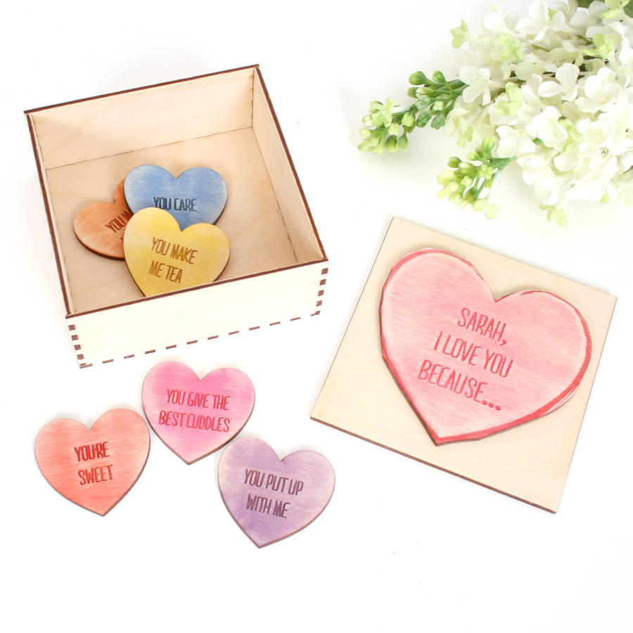 i love you because personalised love heart token box by bombus ...