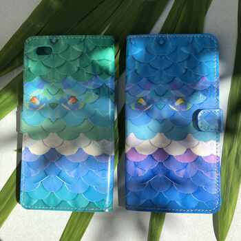 Green Mermaid Leather Smartphone Case, 4 of 4