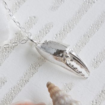 Silver Crab Claw Necklace, Cancer Zodiac Necklace, 2 of 7