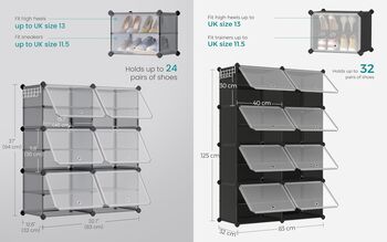 Six/Eight Slot Interlocking Shoe Rack Cabinet Organiser, 2 of 8