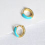 Blue Enamel And Cz Reversible Huggie Hoop Earrings, thumbnail 1 of 11