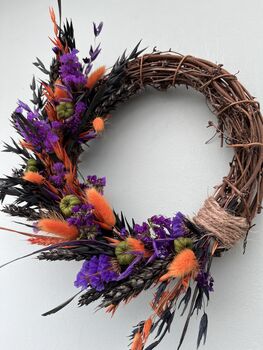 Dried Flower Halloween Pumpkin Wreath, 4 of 4