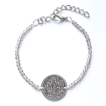 Silver Plated Filigree Disc And Navy Bead Bracelet, 5 of 6