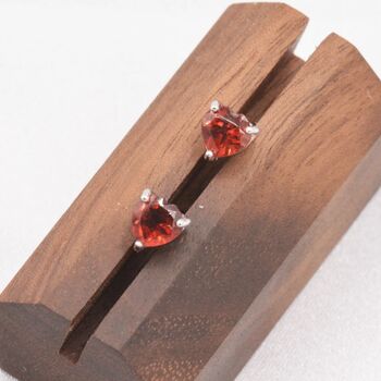 Natural Garnet Stone Heart Stud Earrings, 3 of 8