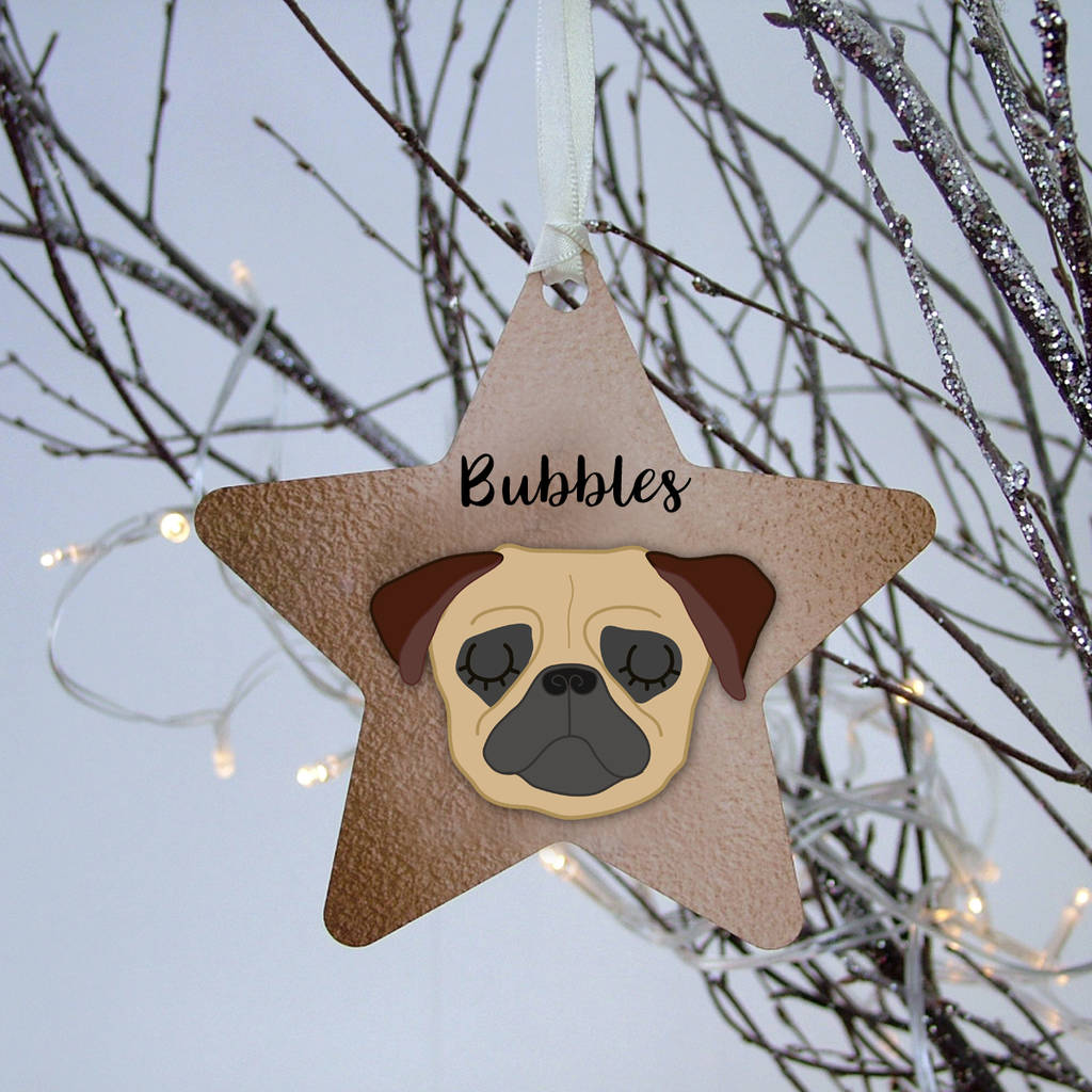 pug personalised christmas decoration by hoobynoo  notonthehighstreet.com