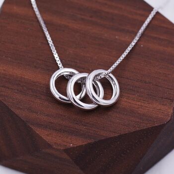 Sterling Silver Three Circles Pendant Necklace, 5 of 12