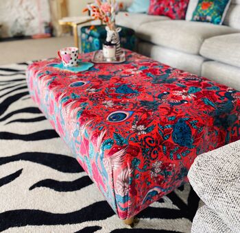 Coffee Table Footstool In Emma Shipley Amazon Red, 2 of 3