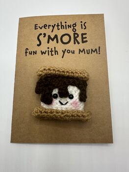 Personalised Smore Campfire Crochet Birthday Card Handmade, 3 of 12