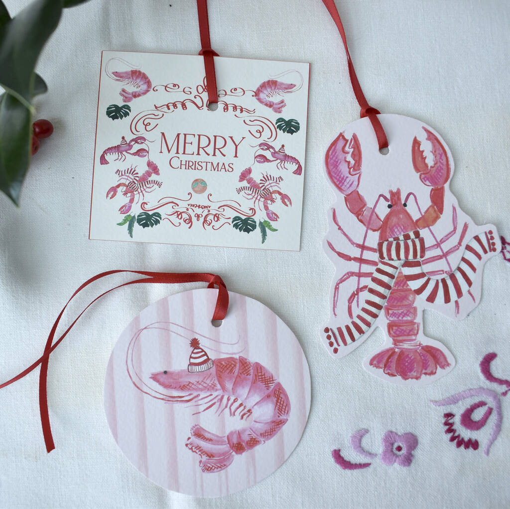 Pack Of Three Bridgerton Lobster Gift Tags, 1 of 9