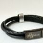 Engraved Black Wrap Bracelet Memorial Pendant For Men Ashes Keepsake Cremation Jewellery, thumbnail 5 of 10