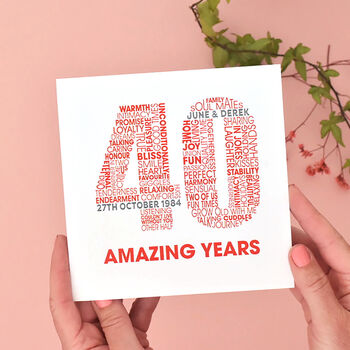 Personalised Ruby 40th Wedding Anniversary Card, 2 of 2