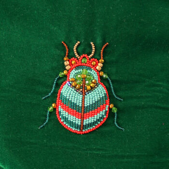 Forest Green Velvet Beetle Cosmetic Bag, 2 of 4