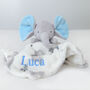 Personalised Blue Ears Elephant Comforter Blanket Set, thumbnail 3 of 7