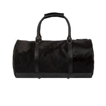 Pony Hair Leather Classic Duffle In Black, 5 of 9