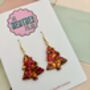 Gold And Red Christmas Tree Glitter Resin Earrings / Festive Jewellery / Christmas Gift, thumbnail 3 of 10