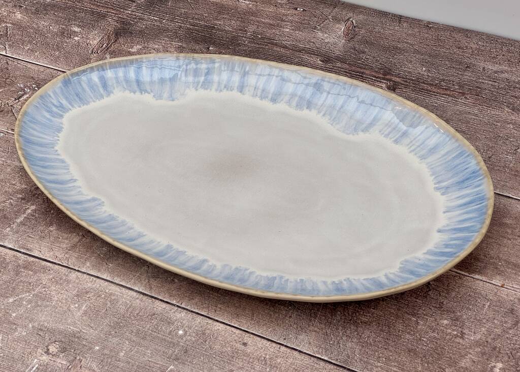 Blue Patterned Oval Serving Plate, 41cm, 1 of 4