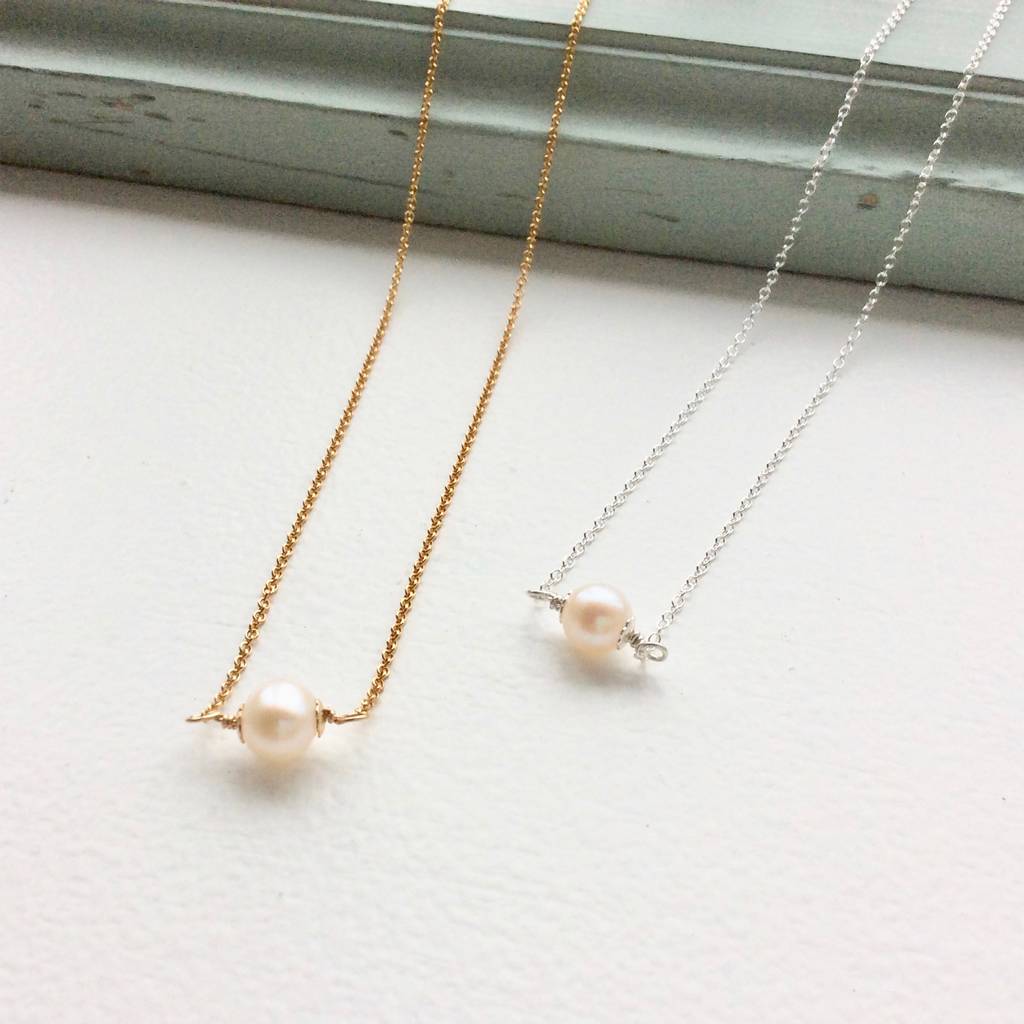 single pearl necklace by crystal and stone | notonthehighstreet.com