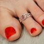 Sterling Silver Red Colourful Stone Bohemian Toe Ring, thumbnail 2 of 4