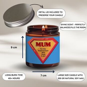 Mum Birthday Gifts Super Mum Candle, 2 of 7