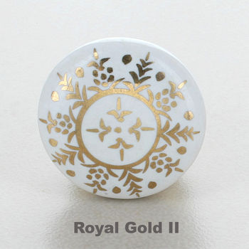 Royal Gold Ceramic Door Knobs Cupboard Door Handles, 4 of 10