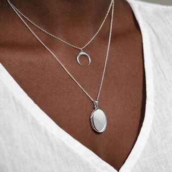 Personalised Sterling Silver Crescent Moon Pendant Necklace, 2 of 7